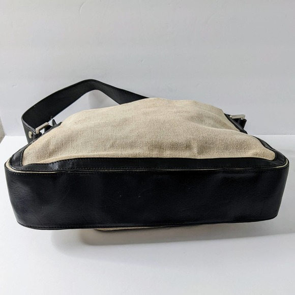 Kate Landry Tan and Black Linen Shoulder Bag - Picture 8 of 11